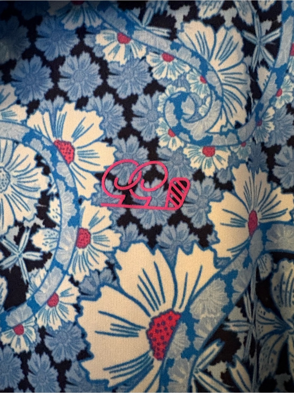 Light Blue Floral Performance Polo - Picture 4 of 5